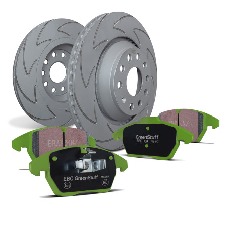 Brzdy EBC Auto Zadná sada EBC PD16KR091 - Brzdové kotúče BSD Grooved + brzdové dosky Greenstuff | ebc-brzdy.sk